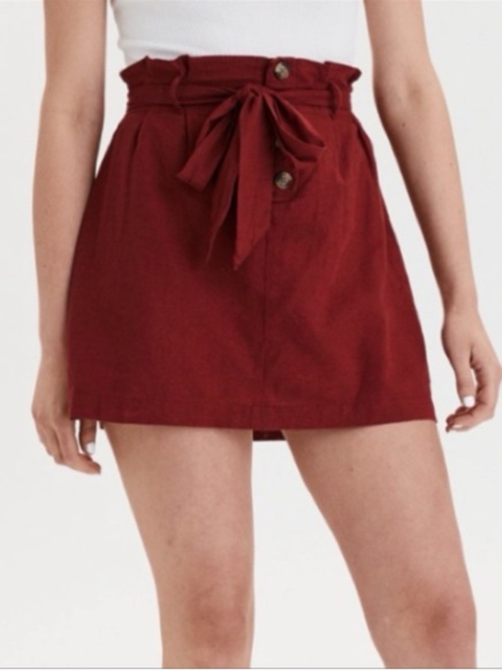 American Eagle Cotton and Linen Blend Belted paperbag Skirt size medium